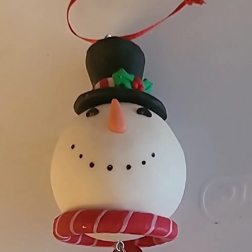 Festive Snowman Ornament with Black Hat